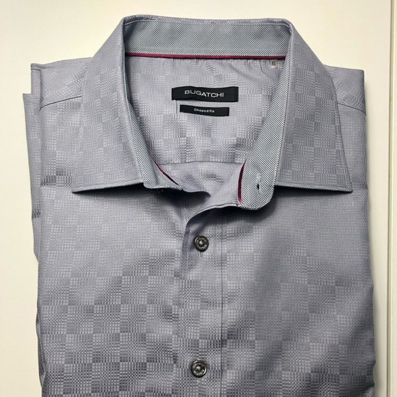 Bugatchi Men Gray Dress Shirts Flip Cuff Size XL - Picture 5 of 8
